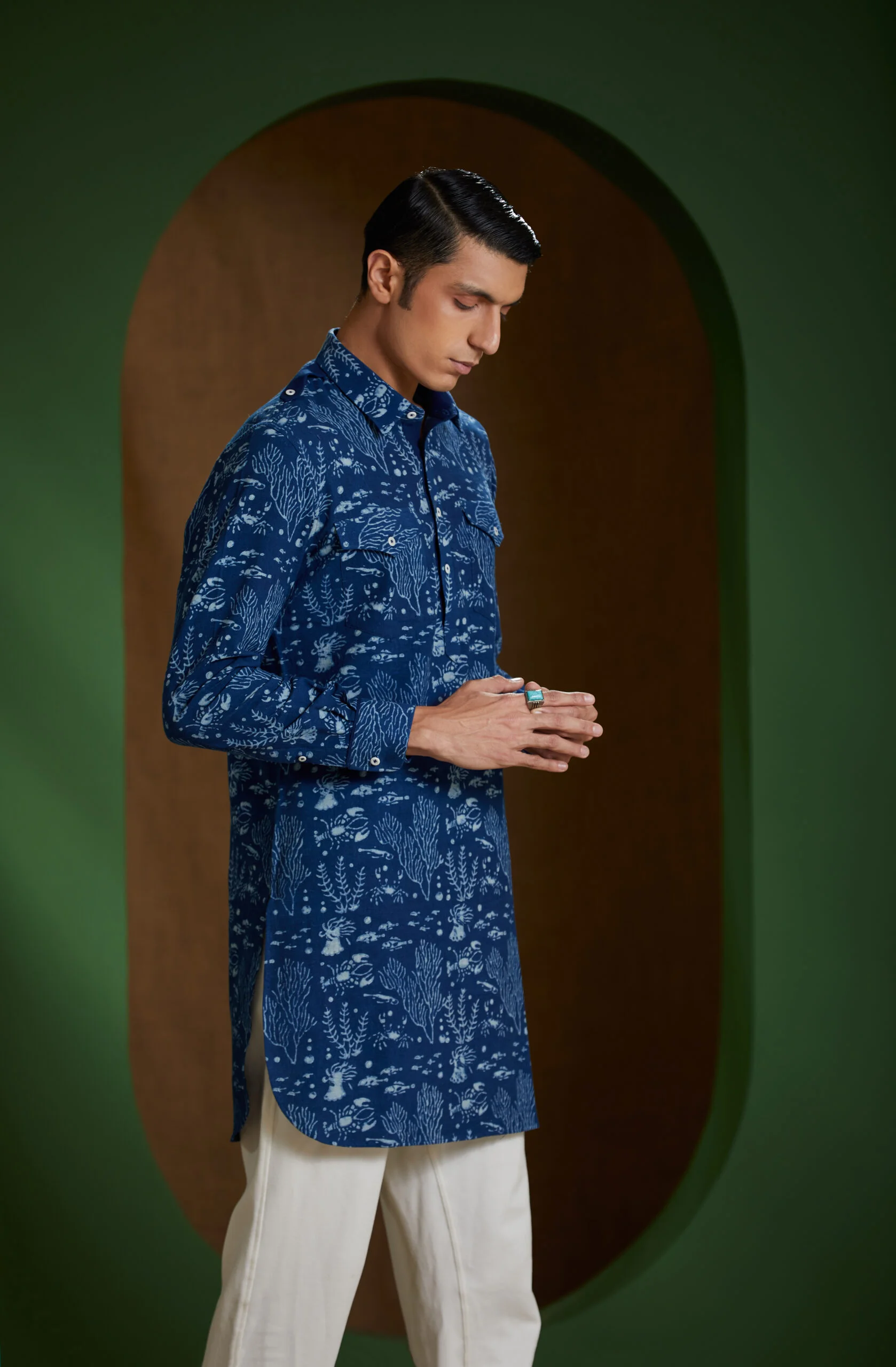 SEASCAPE HAND-BLOCK PRINT KURTA - Image 3