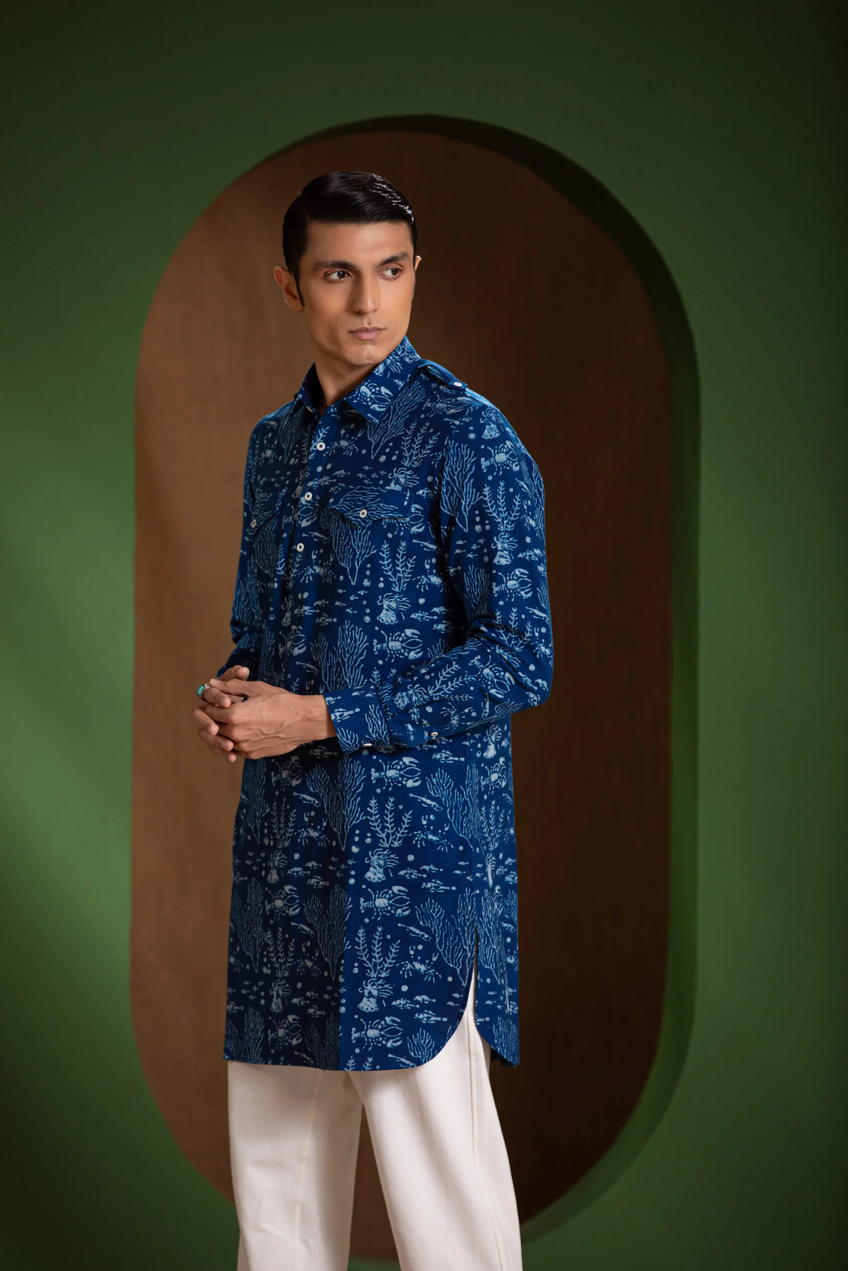 SEASCAPE HAND-BLOCK PRINT KURTA - Image 4