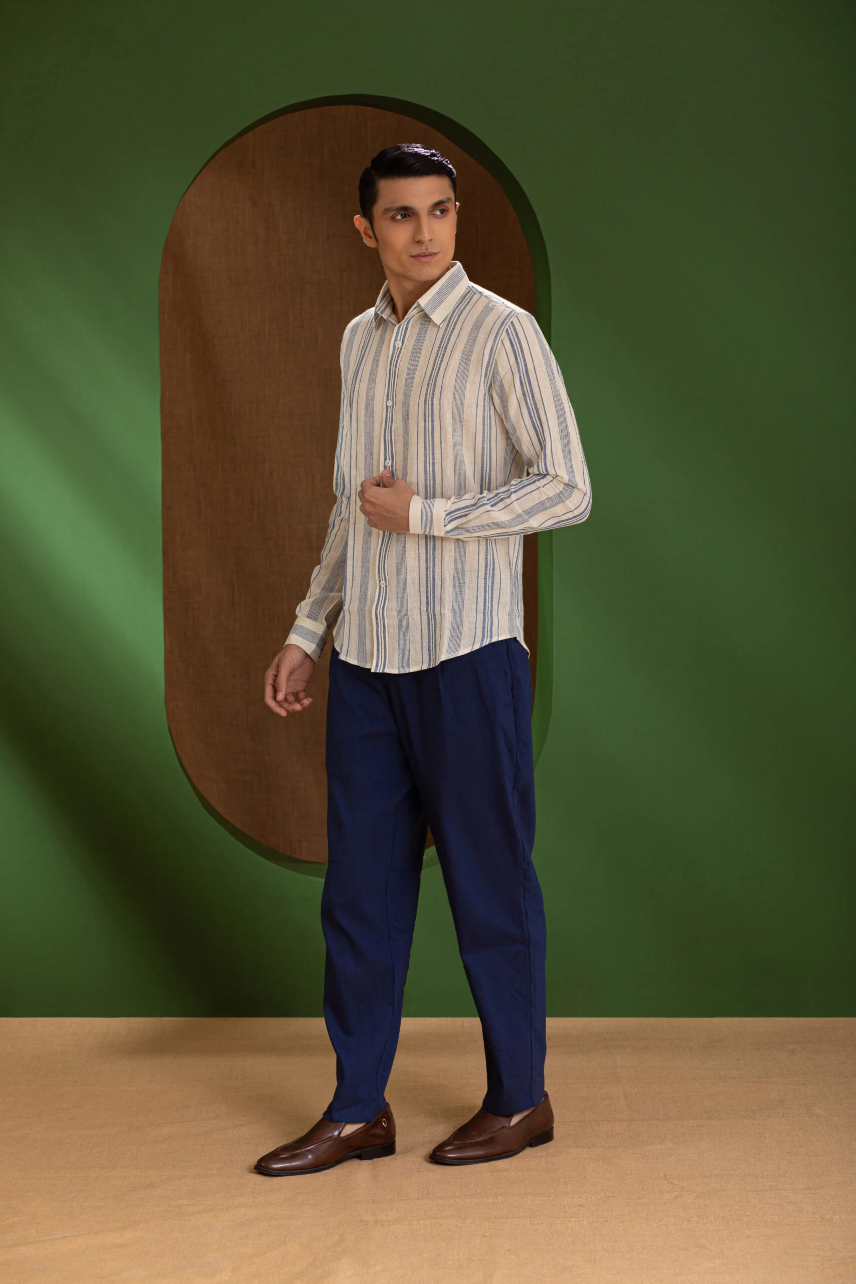 INDIGO STRIPES HANDWOVEN SHIRT - Image 3