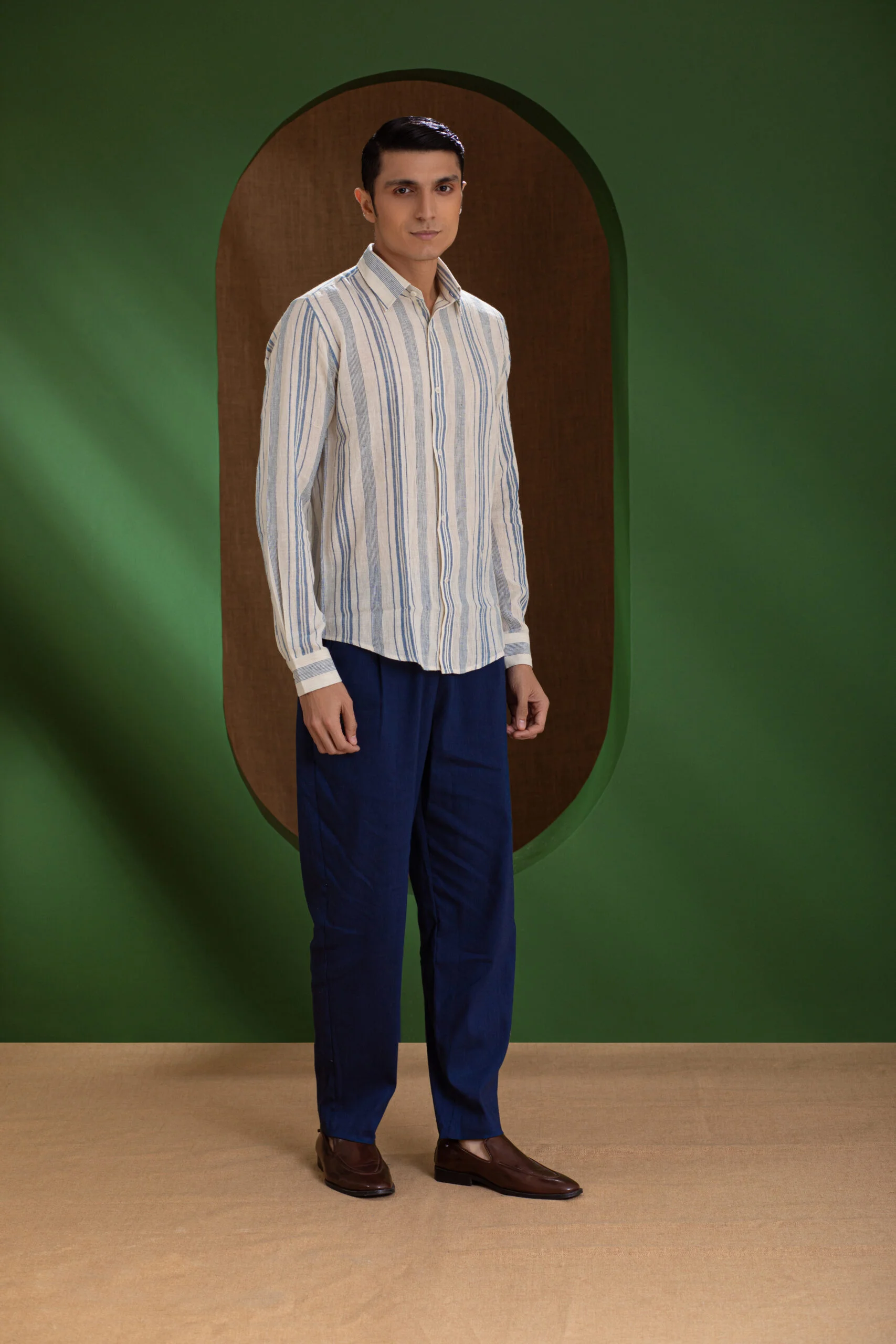 INDIGO STRIPES HANDWOVEN SHIRT - Image 4