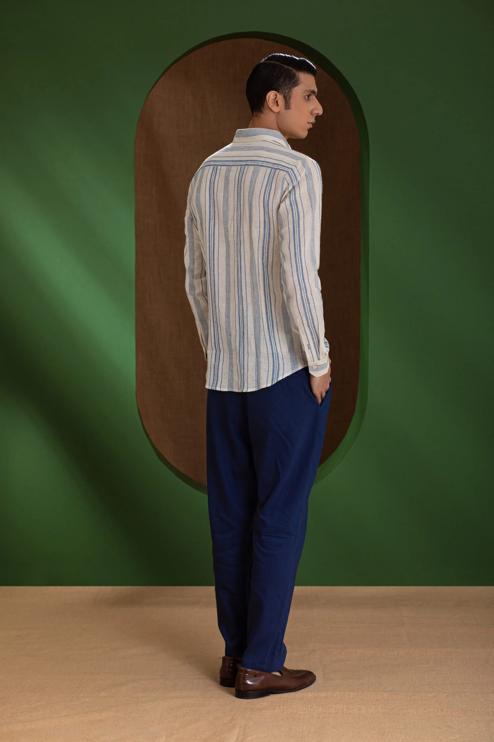 INDIGO STRIPES HANDWOVEN SHIRT - Image 5
