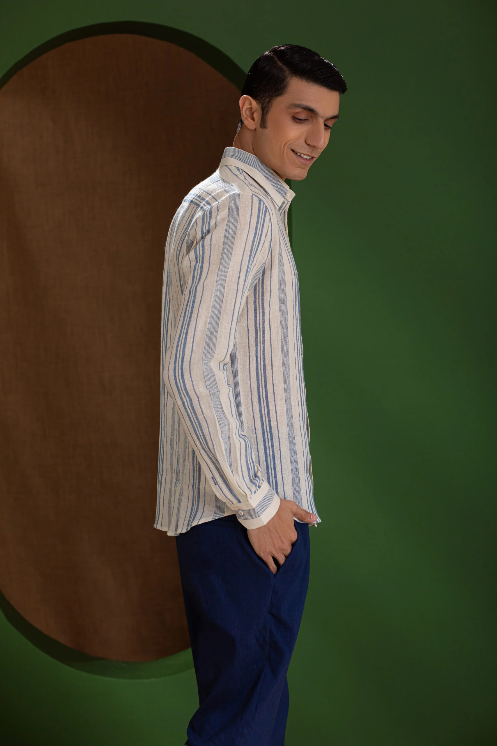 INDIGO STRIPES HANDWOVEN SHIRT - Image 6