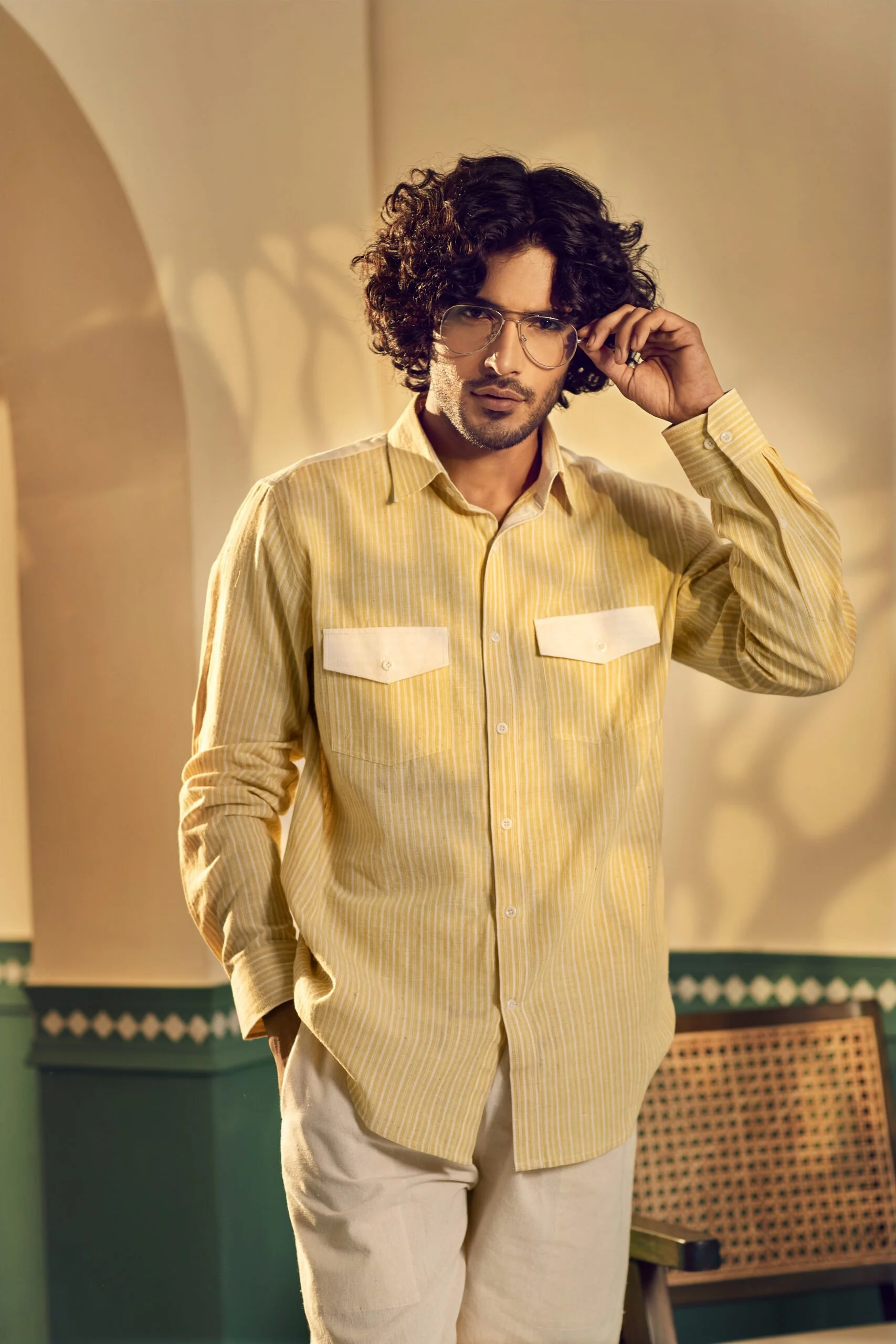 TUSCANY YELLOW MALKHA HANDWOVEN SHIRT - Image 3