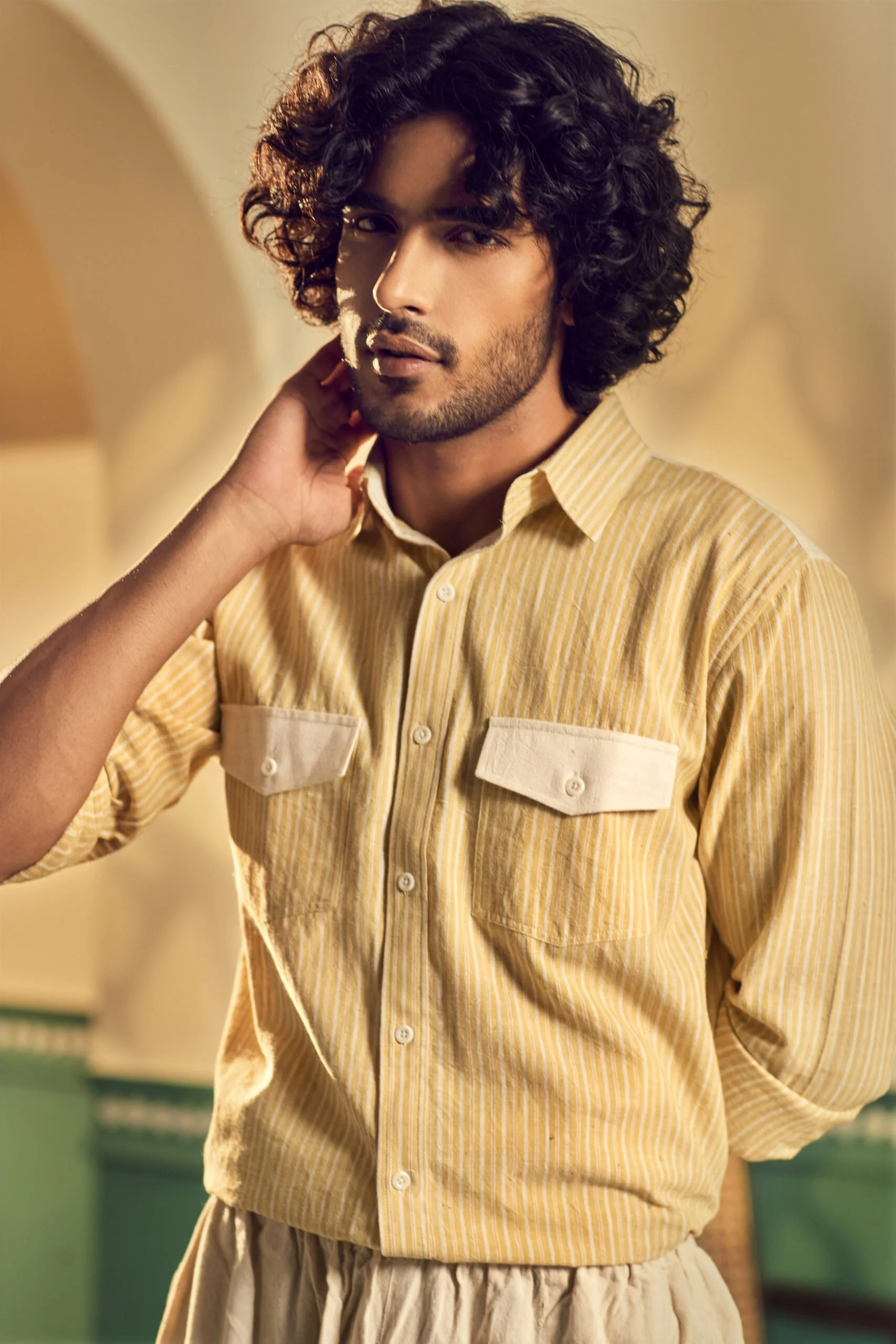 TUSCANY YELLOW MALKHA HANDWOVEN SHIRT - Image 4