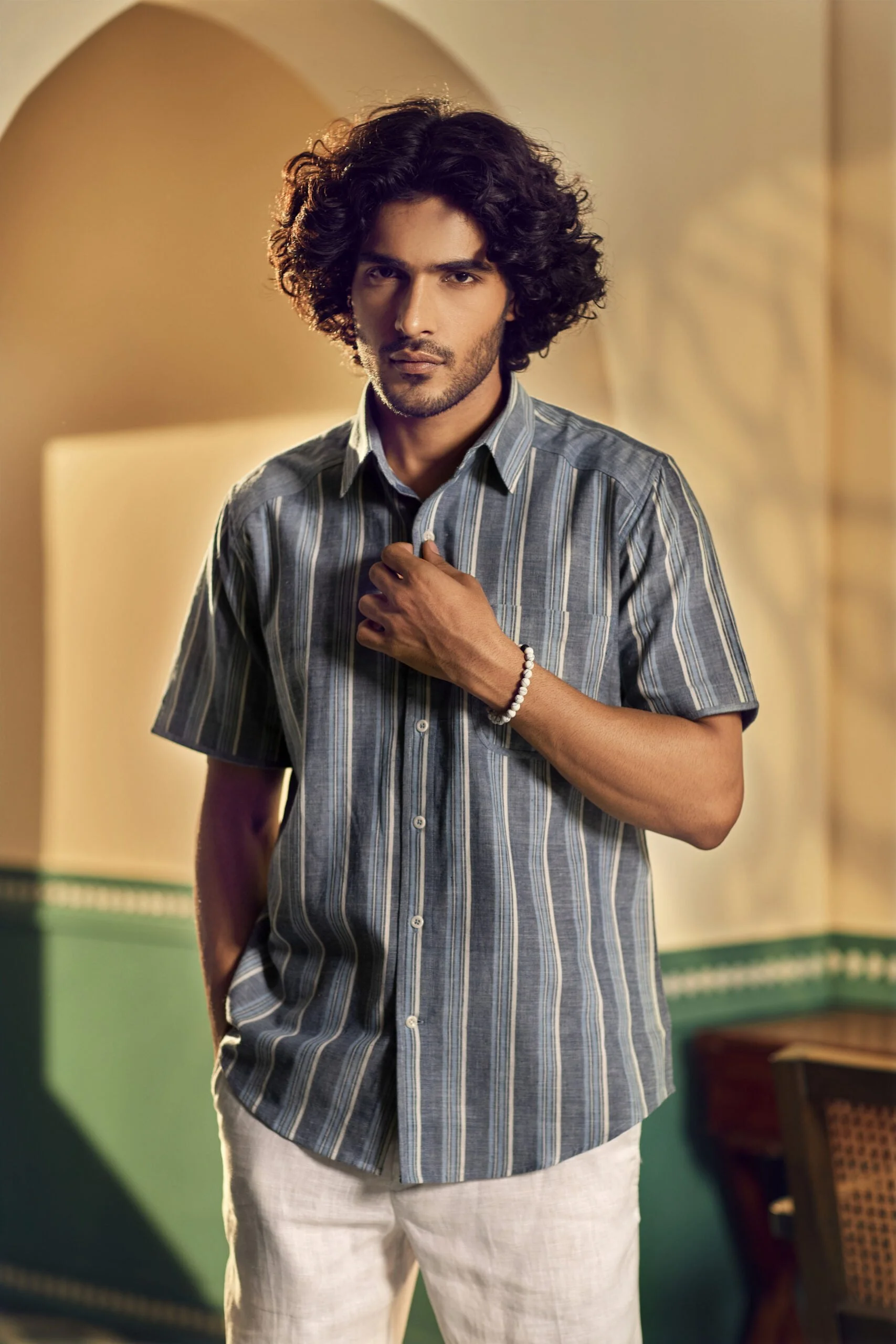 Indigo Handwoven Stripe Shirt